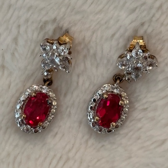 Ruby and Diamond Earrings made with 925 Sterling Silver. #179 - Picture 6 of 8